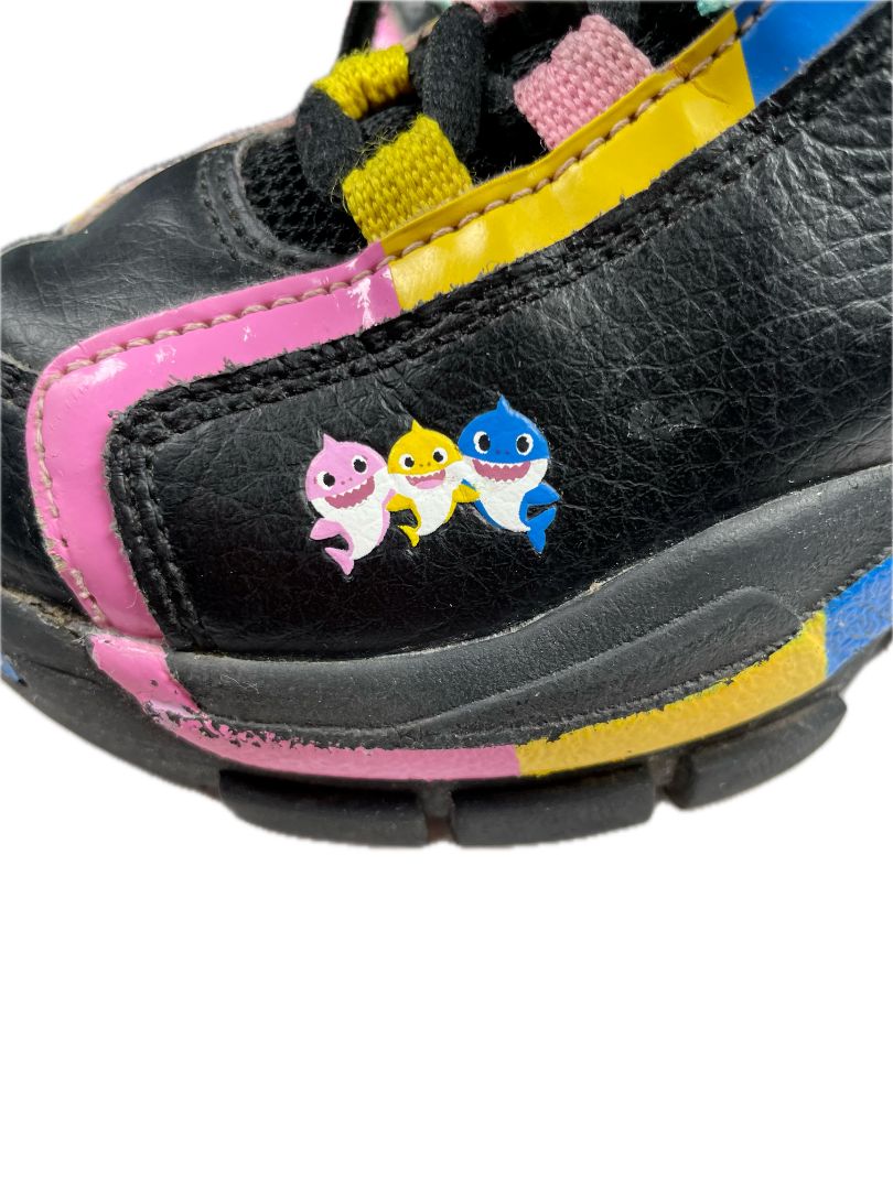 shoes: ~10-11, FILA x Haus of JR, Black, Baby Shark collab sneakers, blue/yellow/pink