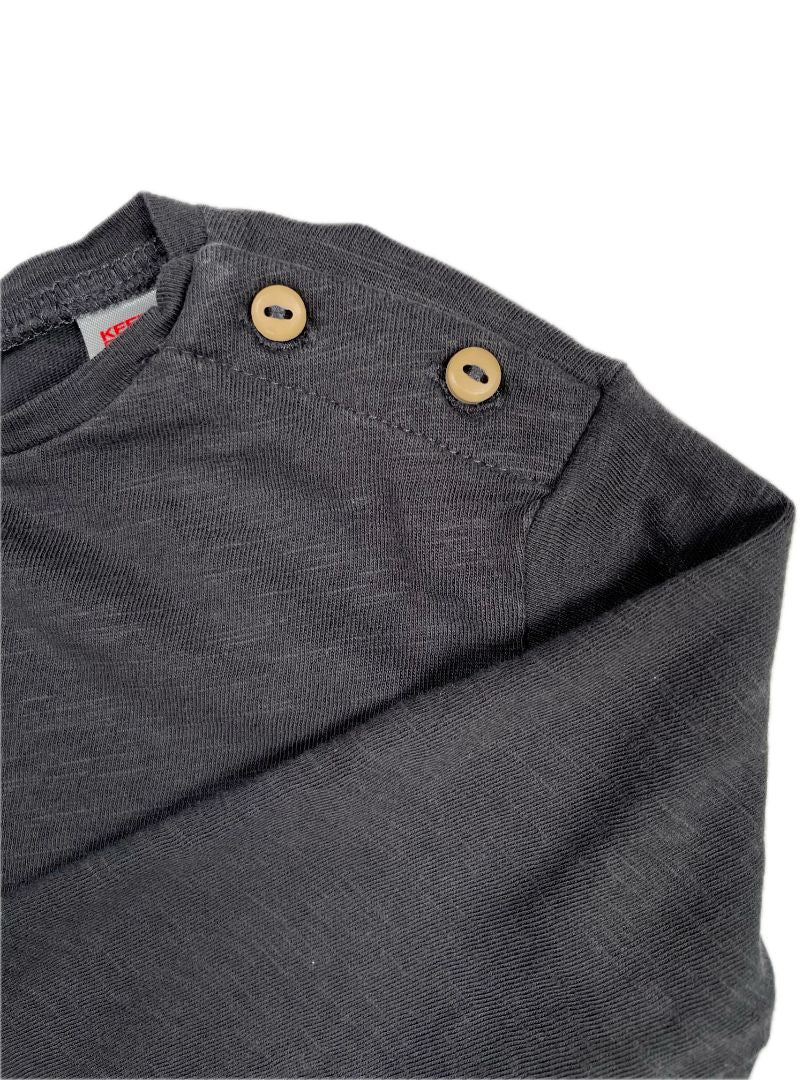 12-18 mo, Zara, Grey, Long-sleeve shirt with two buttons at shoulder