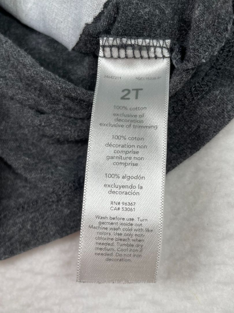 2/2T, OshKosh B'Gosh, Grey, Sequin "Ooh La La" long-sleeve shirt, pink tulle bow at shoulder