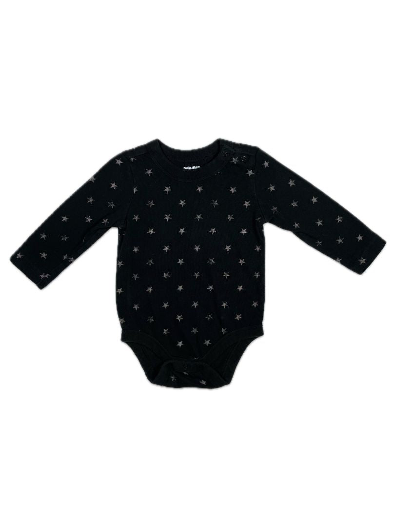 6-12 mo, babyGap, Black, Distressed star print long-sleeve bodysuit