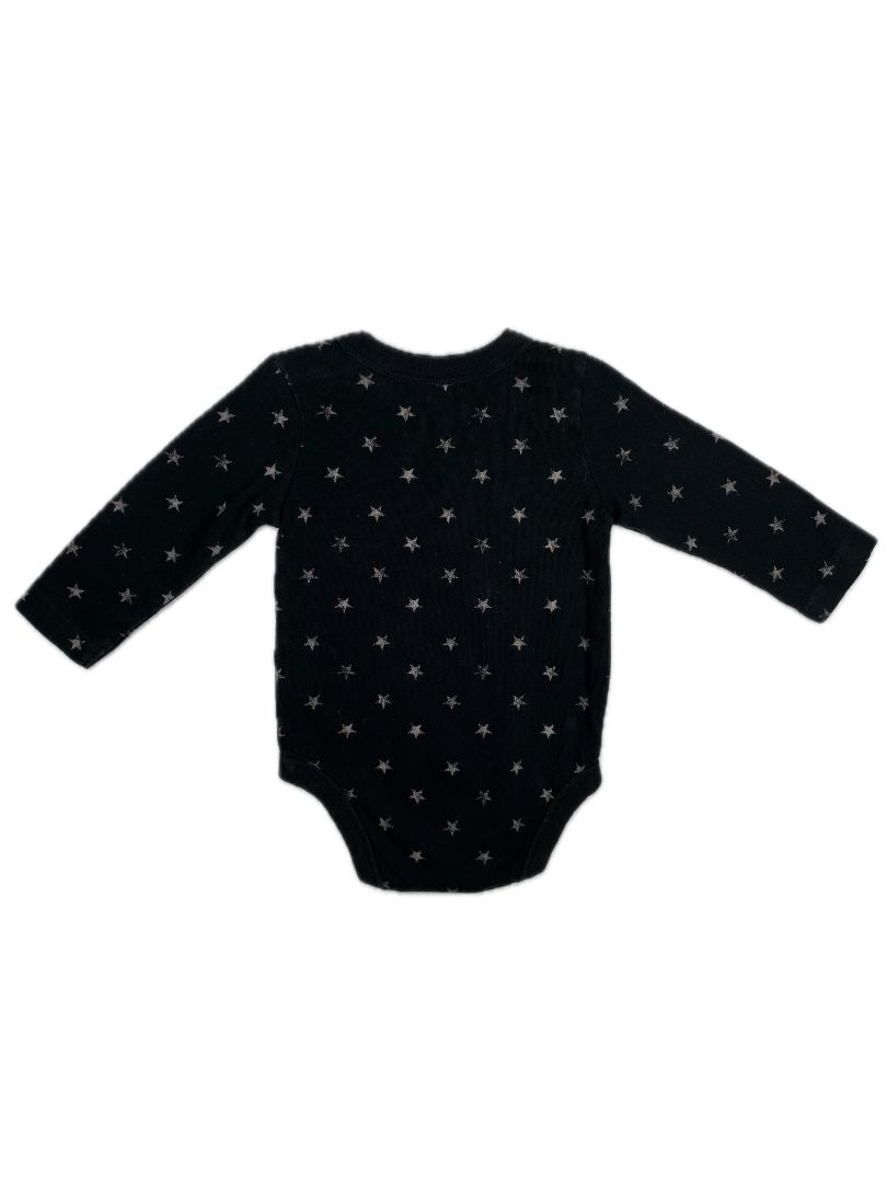 6-12 mo, babyGap, Black, Distressed star print long-sleeve bodysuit