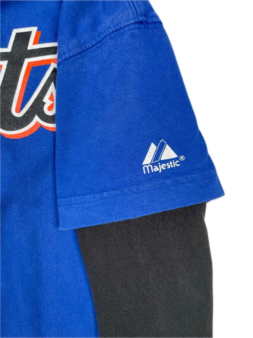 4/4T, Majestic for MLB, Blue, NY Mets long-sleeve t-shirt, faux double layer, black