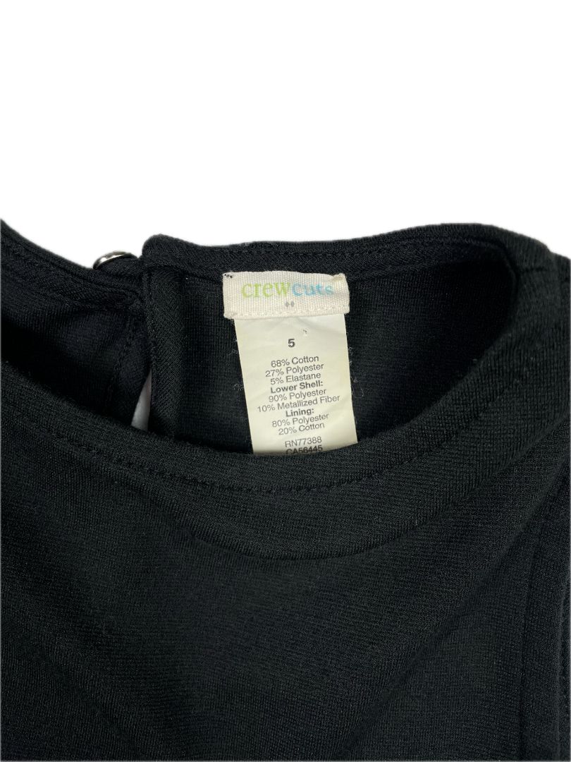 5/5T, J.Crew Crewcuts, Black, Sleeveless special occasion dress, metallic gold circle print skirt