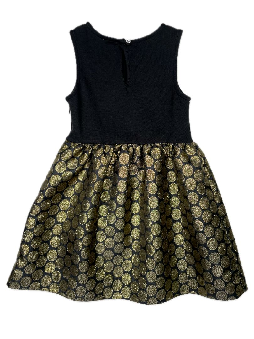 5/5T, J.Crew Crewcuts, Black, Sleeveless special occasion dress, metallic gold circle print skirt