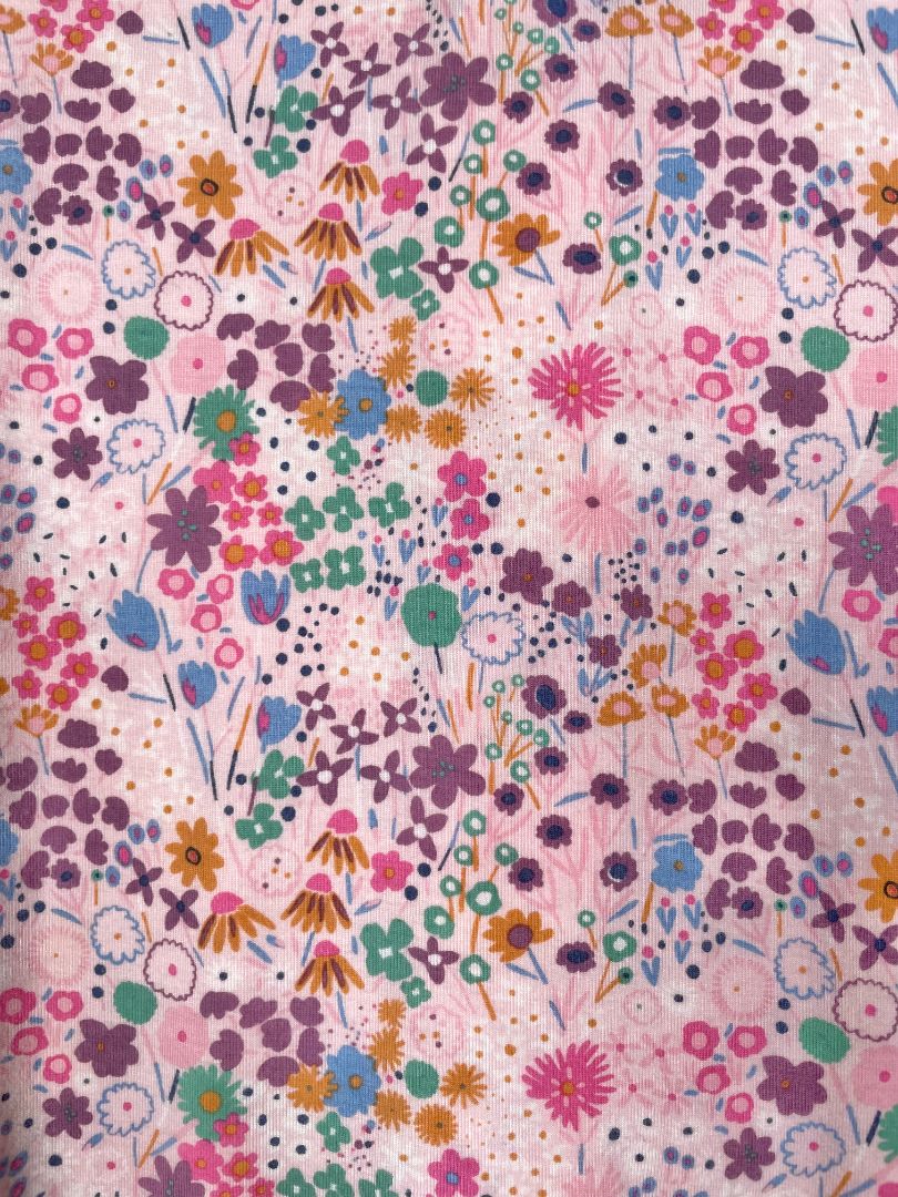 6-9 mo, Magnetic Me, Pink, Floral long-sleeve footed sleeper, magnetic closure, purple/blue/green