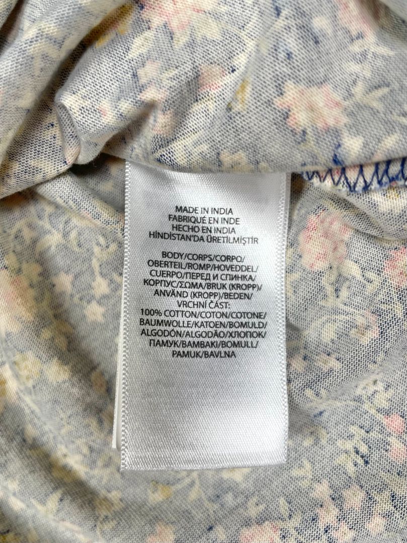 3/3T, Polo Ralph Lauren, Blue, Floral smocked yoke 3/4 sleeve blouse