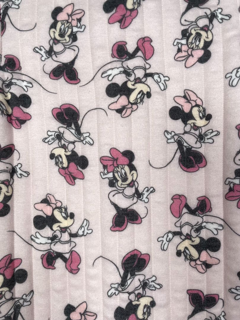 6-9 mo, Disney, Pink, Minnie Mouse quilted footed coverall, snap closure