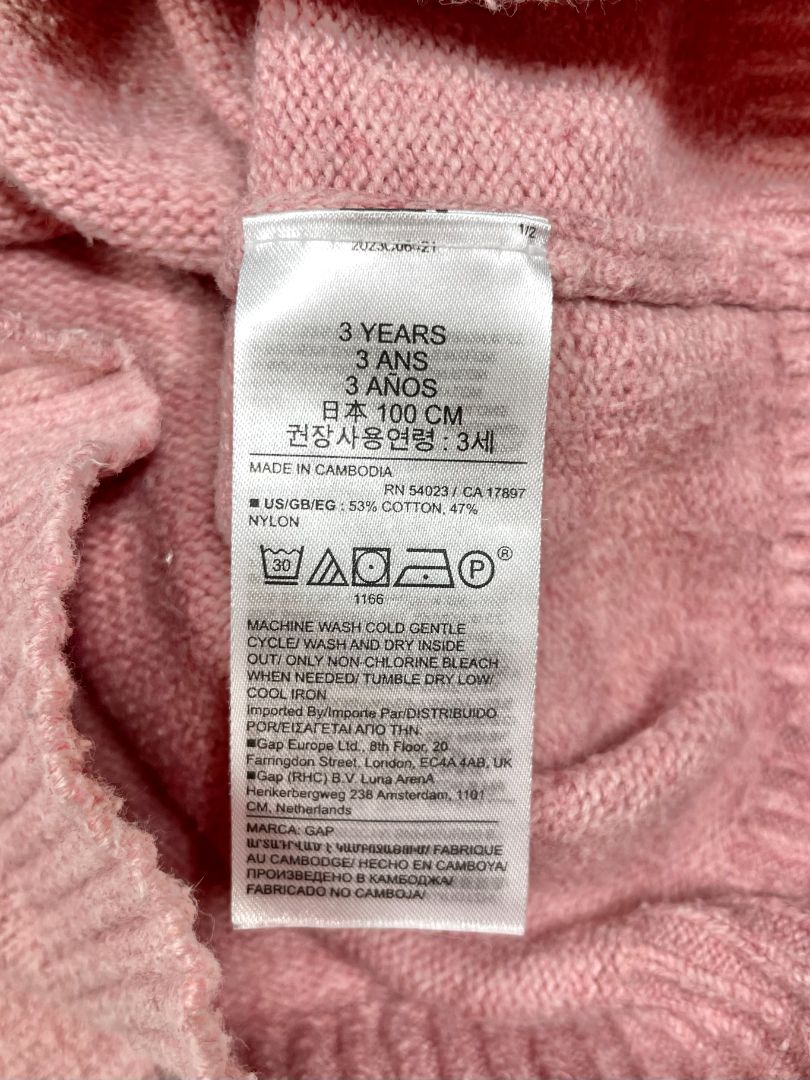 3/3T, babyGap, Pink, Mock neck puff sleeve pullover sweater