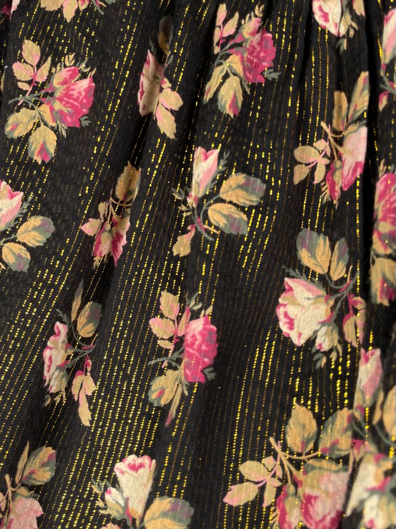 6-12 mo, babyGap, Black, Rose dress w/ vertical gold metallic thread + bloomers SET