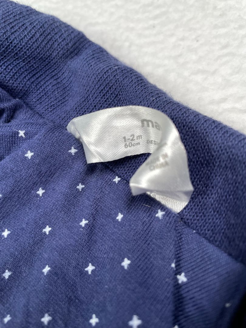 1-2 mo, Mayoral, Blue, Lightly padded quilted jacket w/ collar, snaps, & velour lining