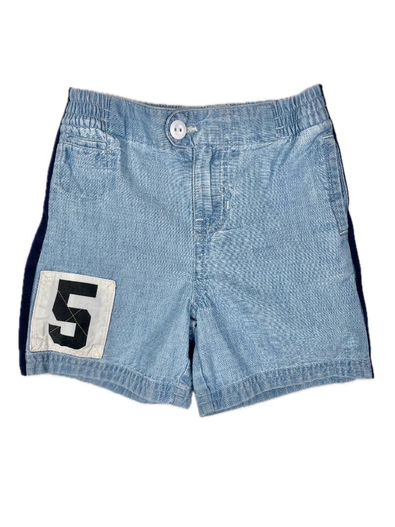 18 mo, Ralph Lauren, Blue, Chambray shorts with side stripes and number patch