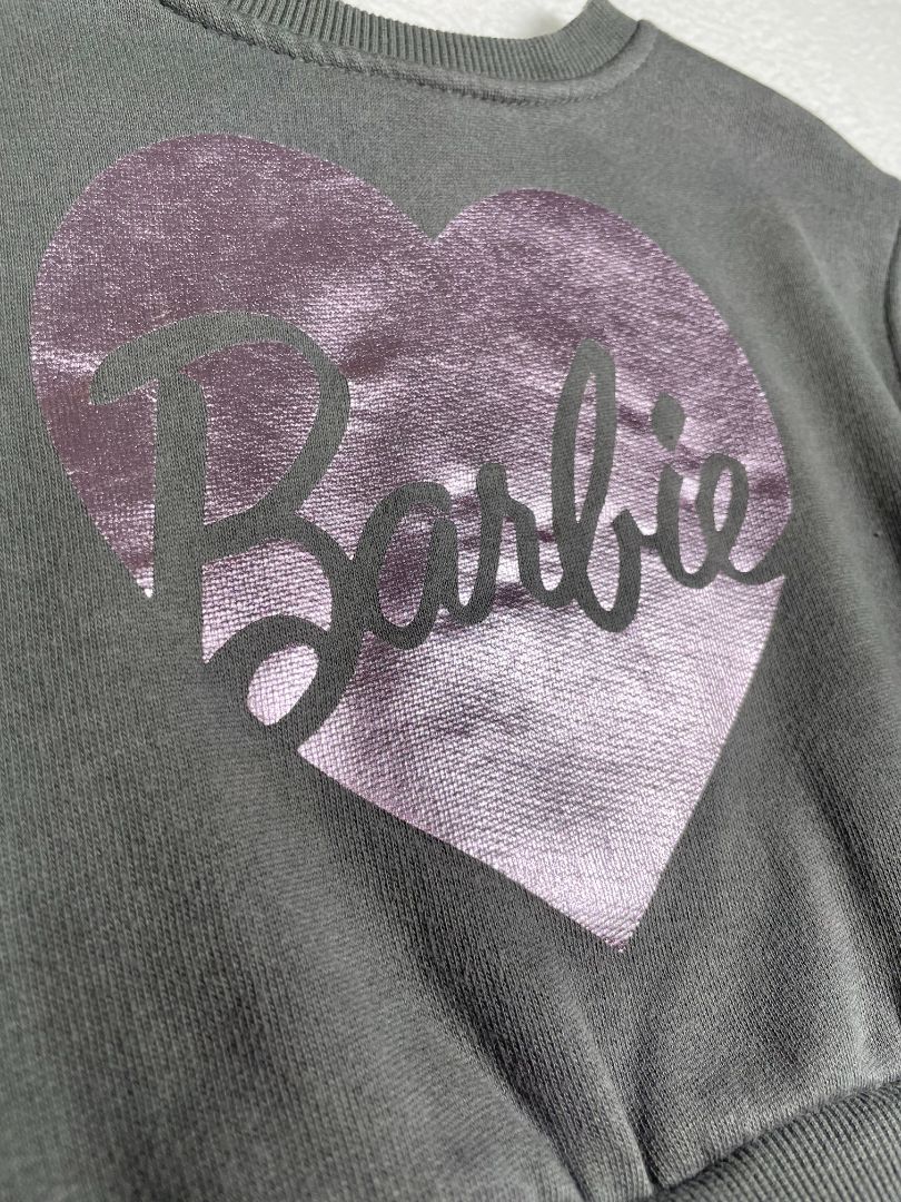 2-3, Zara, Grey, Barbie sweatshirt dress w/ pink tulle skirt