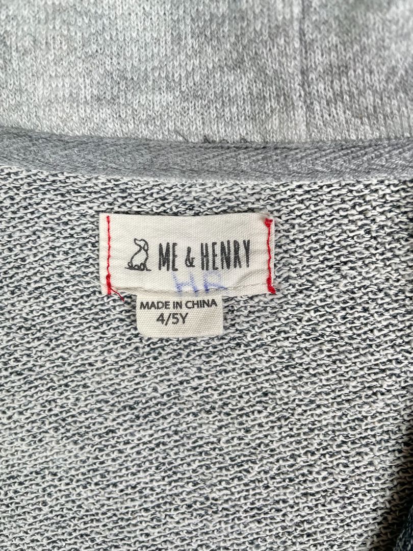 4-5, Me & Henry London, Grey, Sweatshirt zip-up hoodie w/ front pocket & elbow patches
