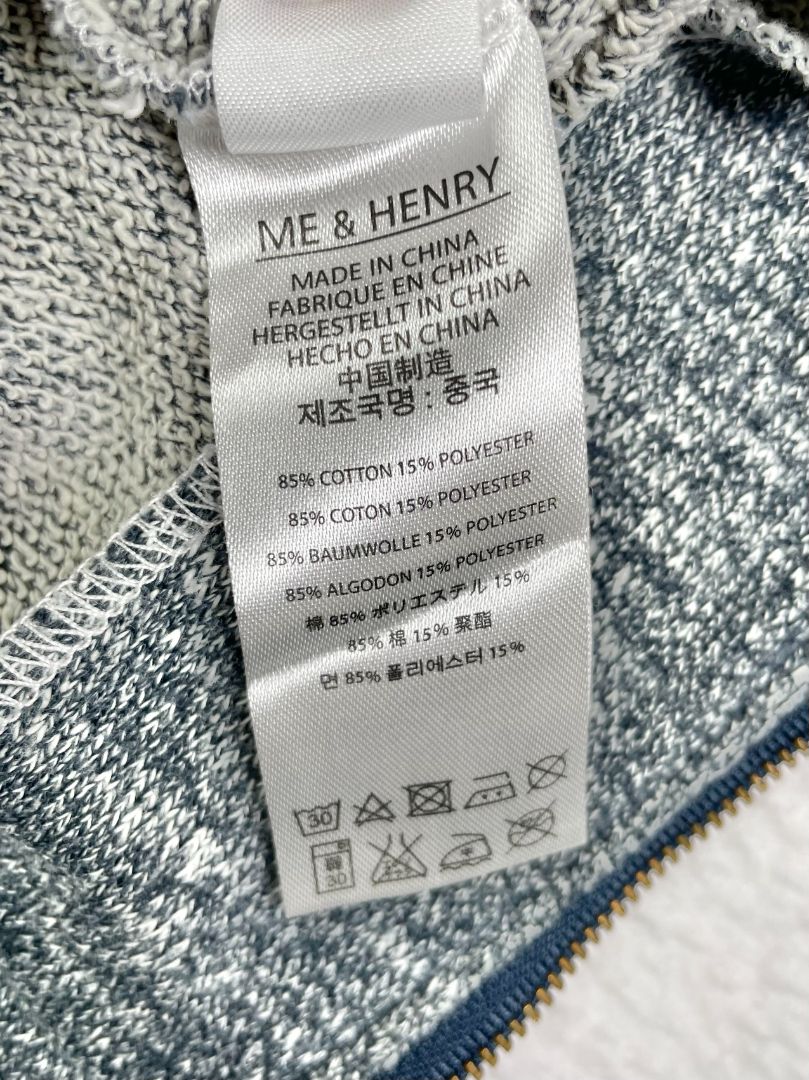 4-5, Me & Henry London, Grey, Sweatshirt zip-up hoodie w/ front pocket & elbow patches