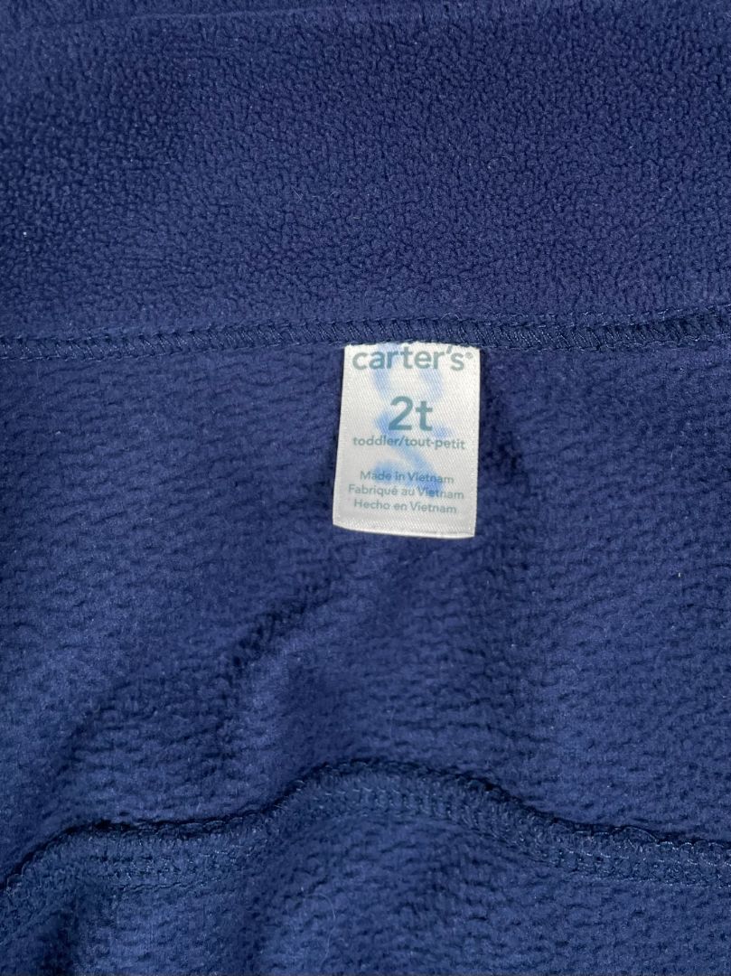 2/2T, Carter's, Blue, Fleece zip-up jacket, blue/green zipper