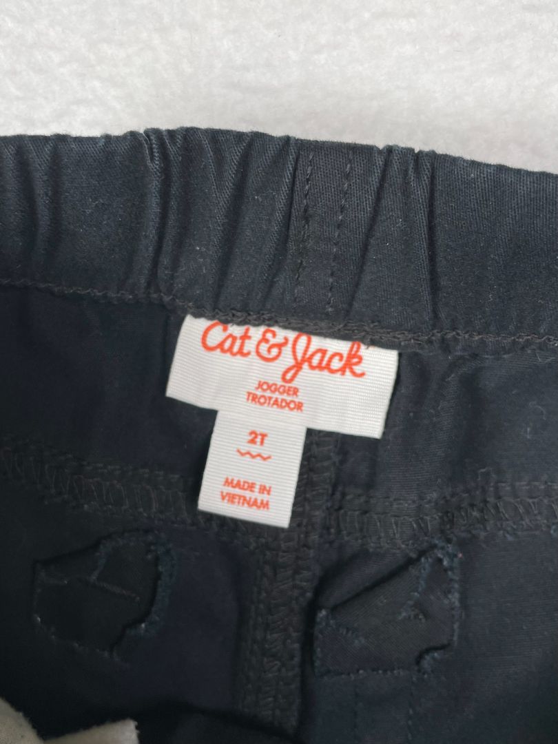 2/2T, Cat & Jack, Black, Drawstring woven joggers