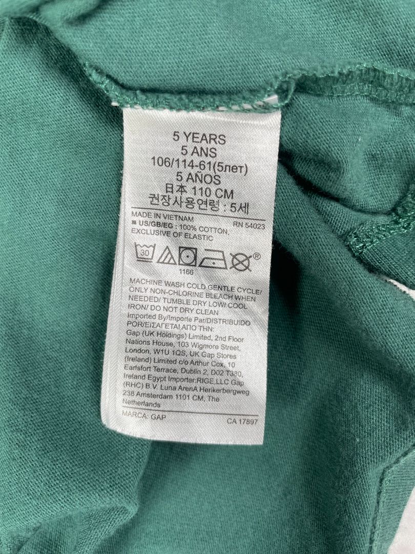 5/5T, babyGap, Green, Long-sleeve shirt, smocking at yoke, ruffles at shoulders
