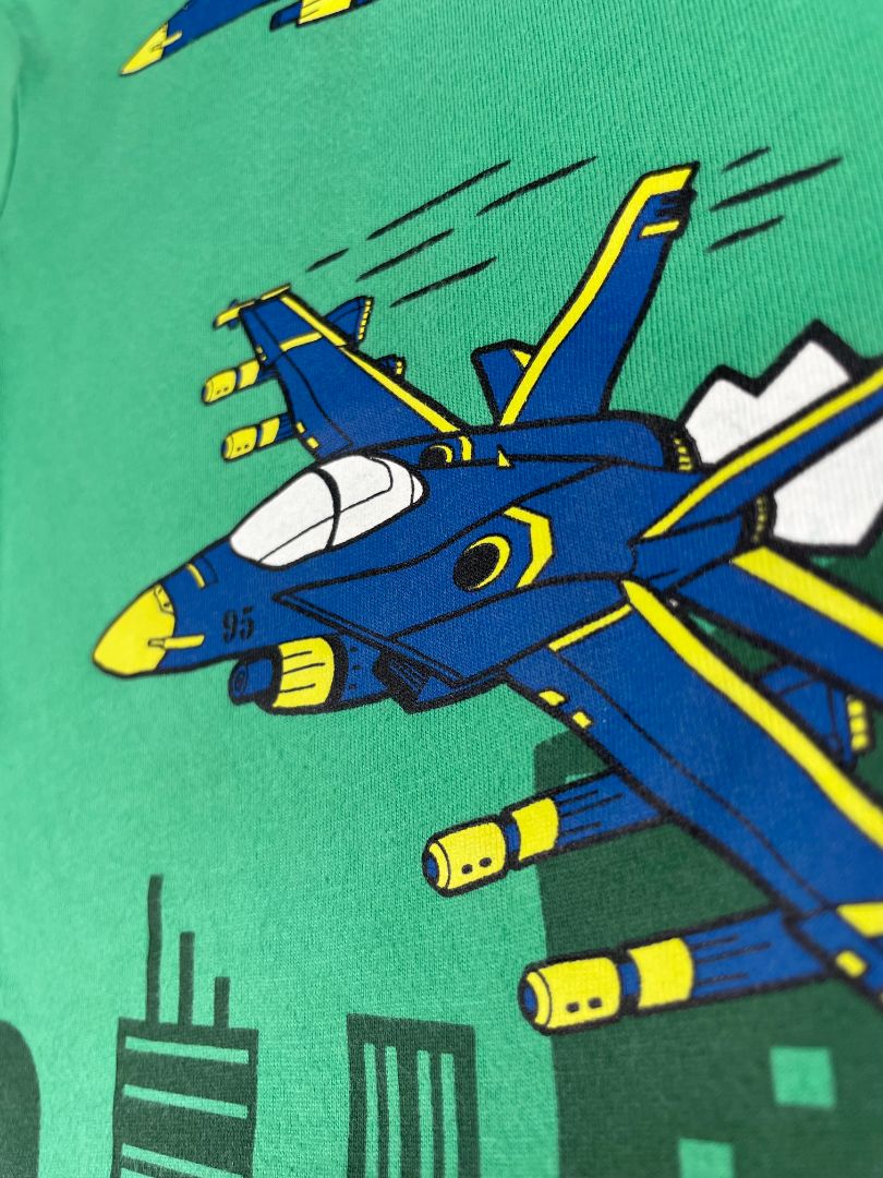 24 mo, OshKosh B'Gosh, Green, Jets graphic long-sleeve t-shirt