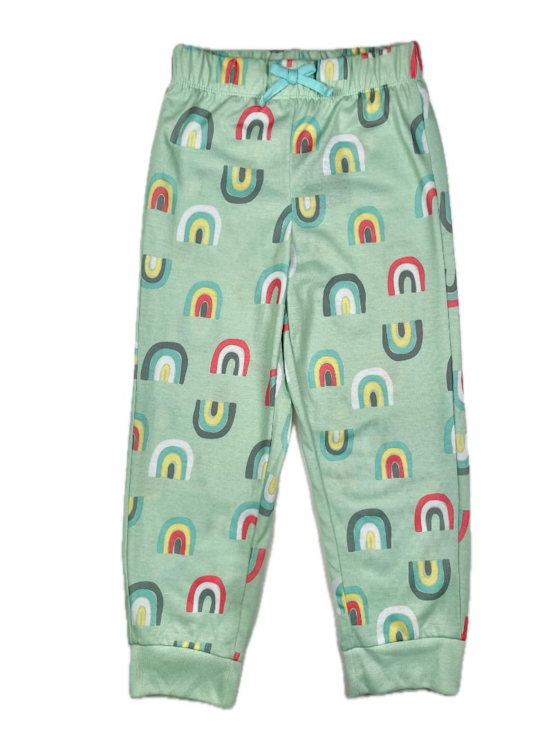5-6, Eddie Bauer, Green, Rainbow print elastic waist pajama pants