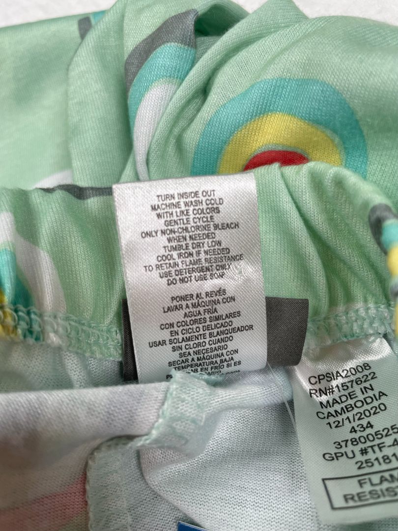 5-6, Eddie Bauer, Green, Rainbow print elastic waist pajama pants