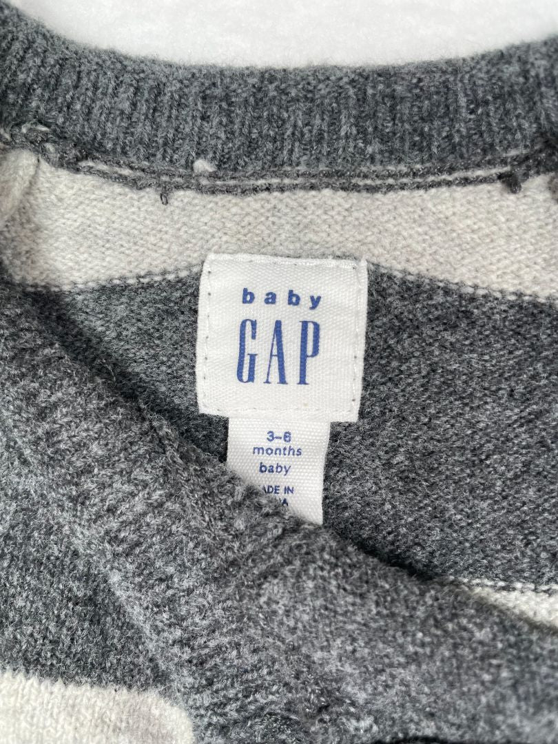 3-6 mo babyGap, Grey, Cozy striped coverall w/ buttons