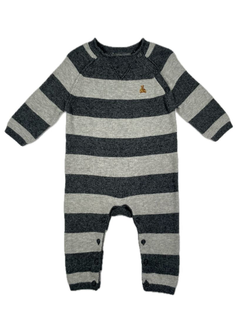 3-6 mo babyGap, Grey, Cozy striped coverall w/ buttons