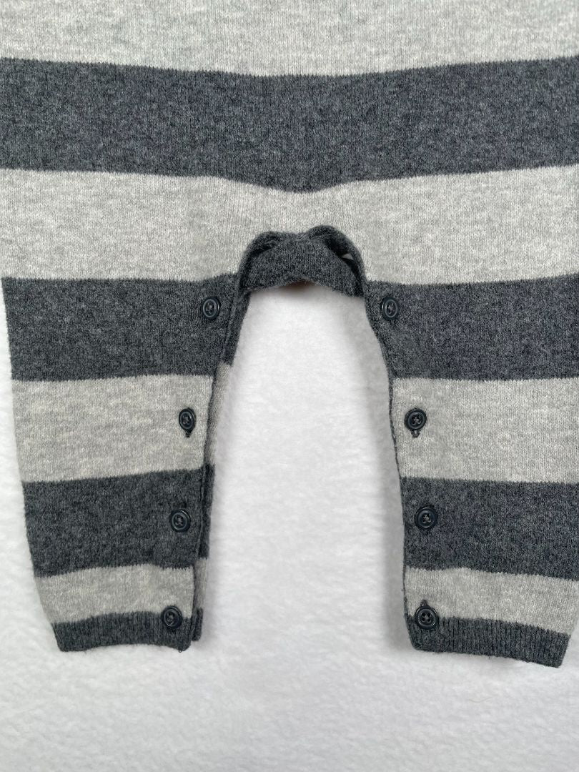 3-6 mo babyGap, Grey, Cozy striped coverall w/ buttons