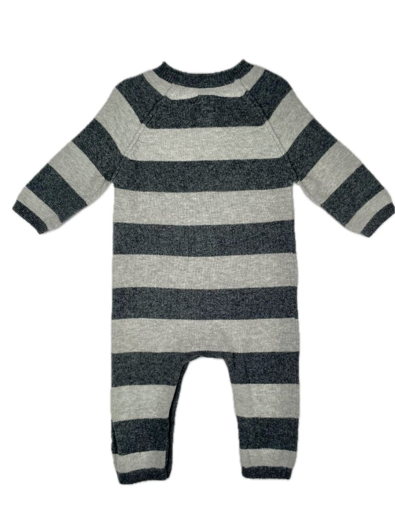 3-6 mo babyGap, Grey, Cozy striped coverall w/ buttons