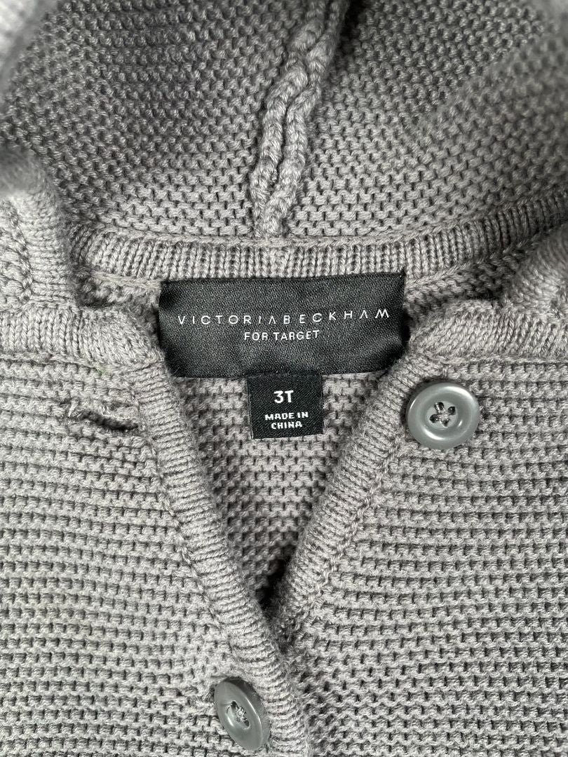 3/3T Victoria Beckham for Target, Grey, Hooded button-up cardigan w/ animal ears