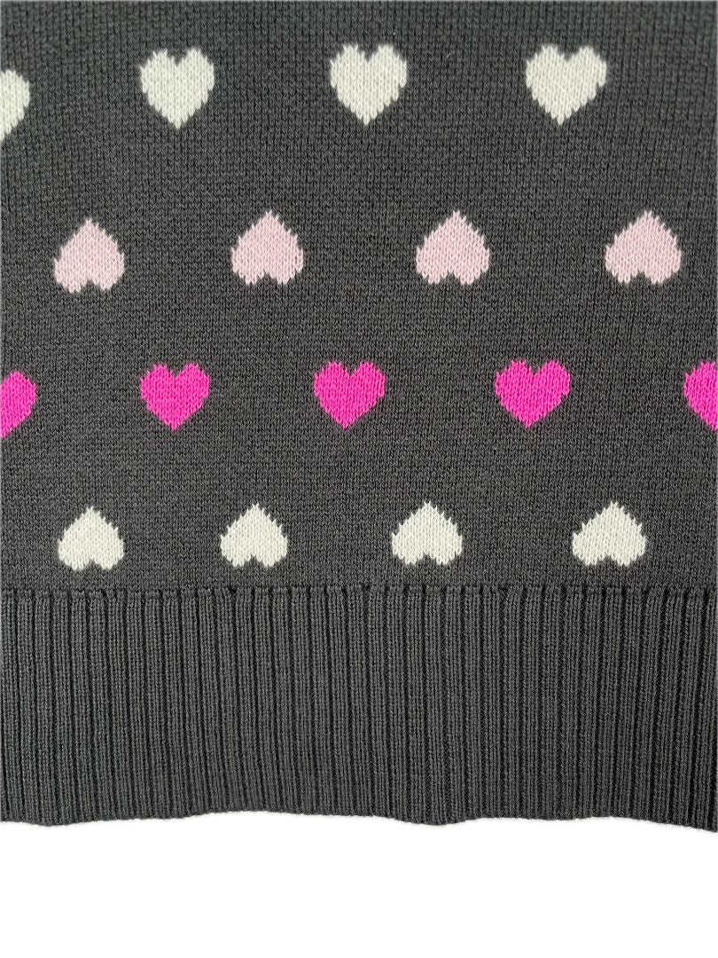 18-24 mo, babyGap, Grey, NEW w/ tags - Boxy knit heart sweater, pink/light pink/white