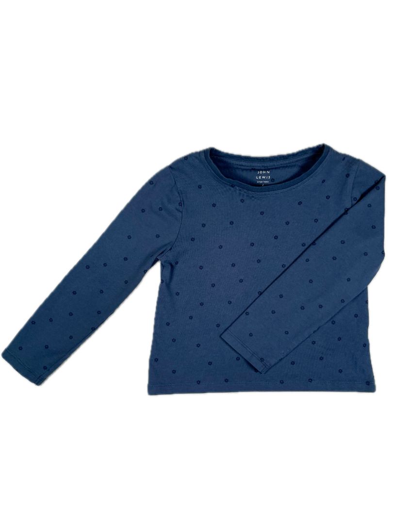 6, John Lewis & Partners, Blue, Flower pattern long-sleeved shirt