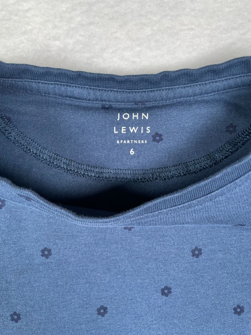 6, John Lewis & Partners, Blue, Flower pattern long-sleeved shirt