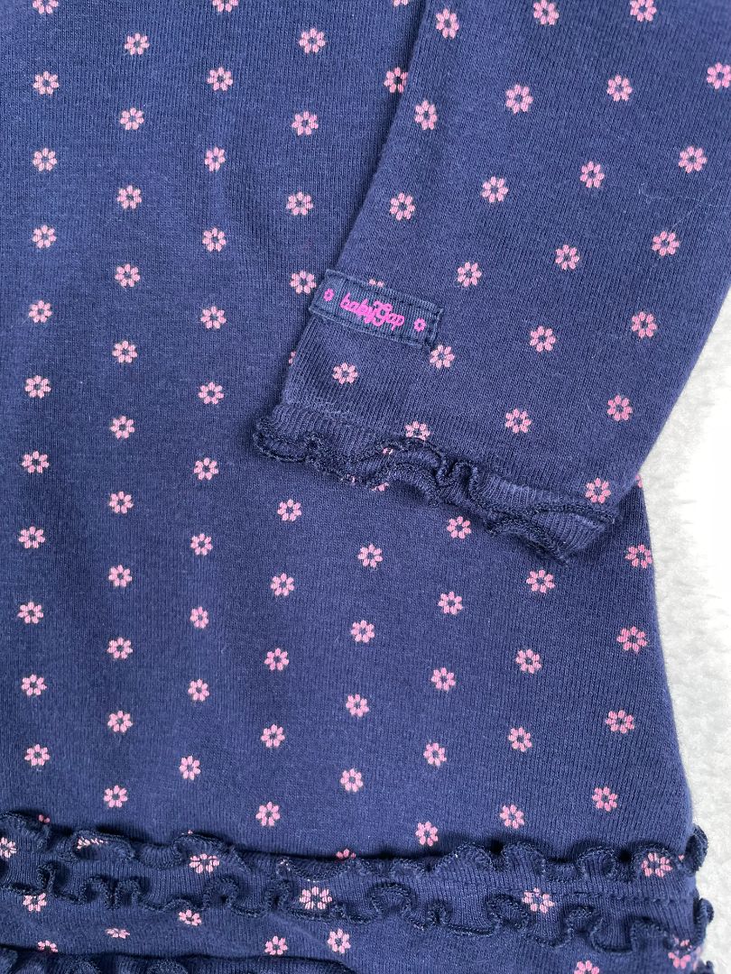 6-12 mo, babyGap, Blue, Long-sleeve ruffle bottom floral pattern dress