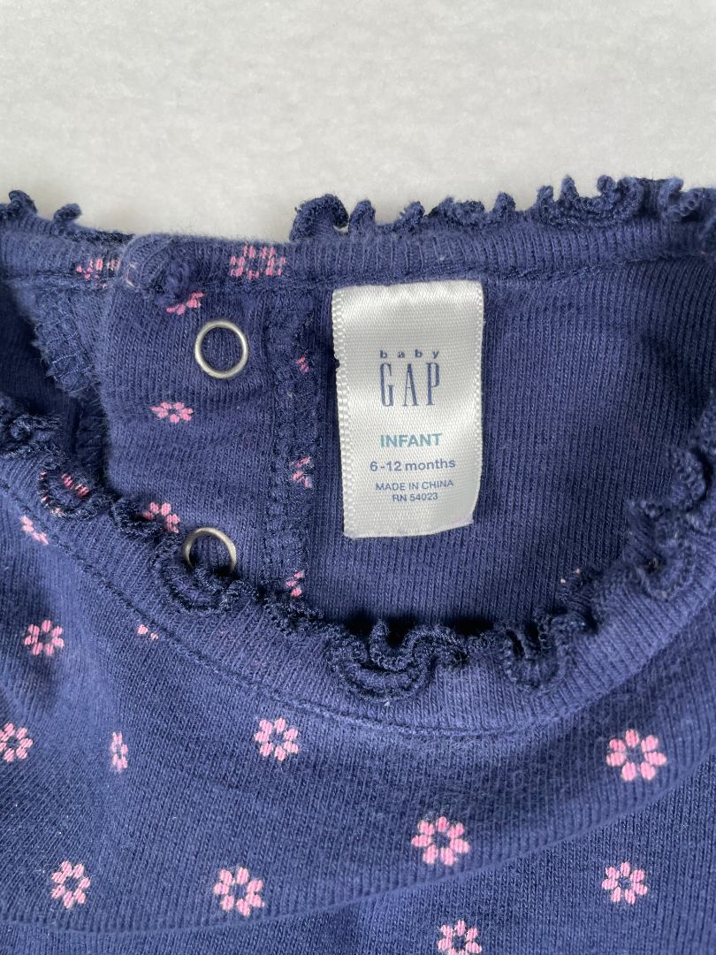 6-12 mo, babyGap, Blue, Long-sleeve ruffle bottom floral pattern dress