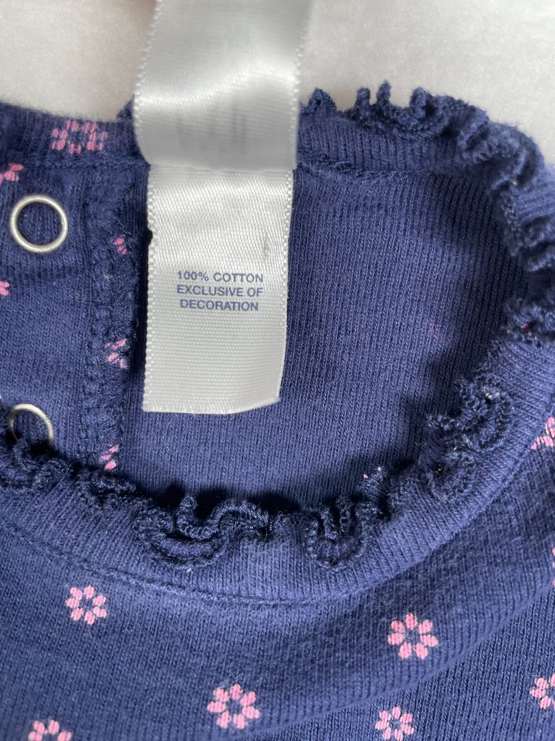 6-12 mo, babyGap, Blue, Long-sleeve ruffle bottom floral pattern dress