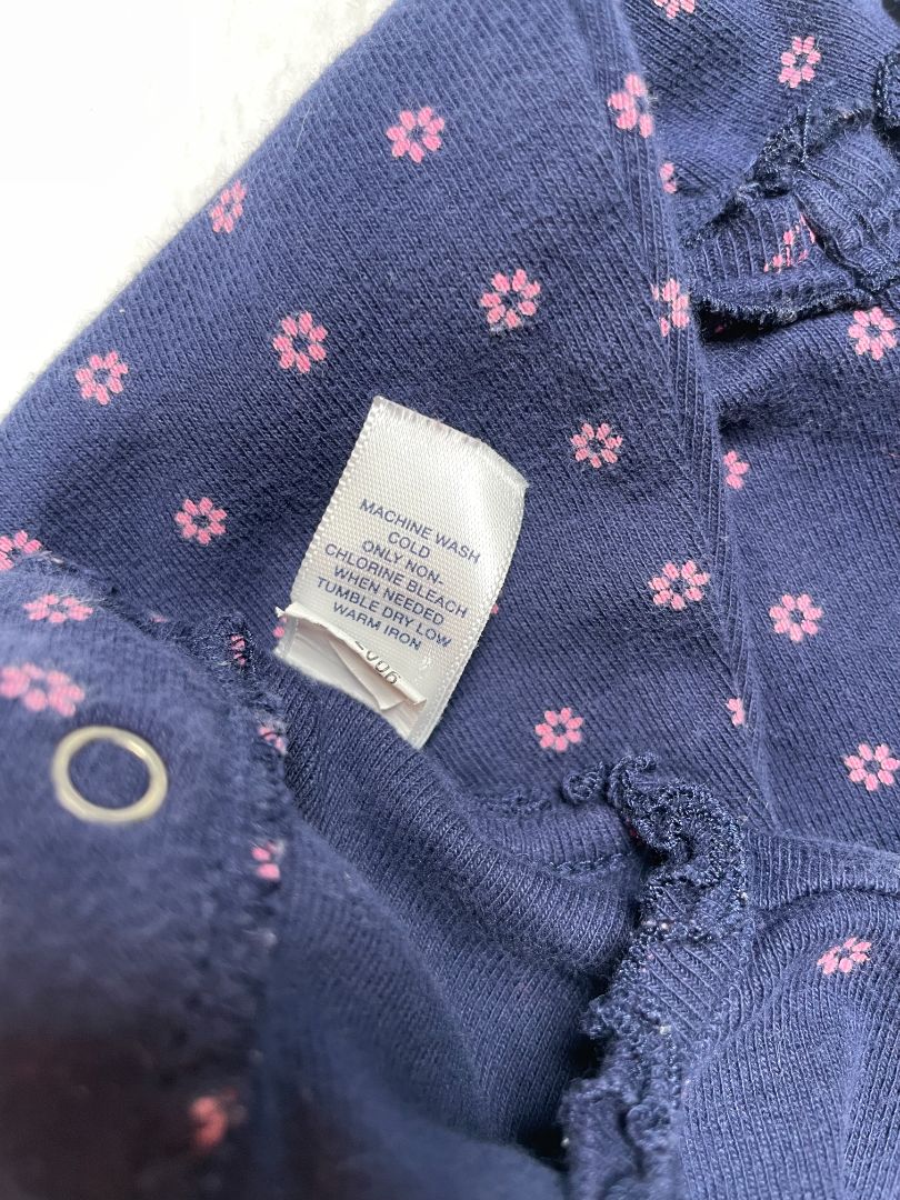 6-12 mo, babyGap, Blue, Long-sleeve ruffle bottom floral pattern dress