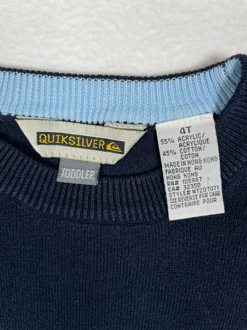 4/4T, Quicksilver, Blue, Pullover sweater, light blue/tan stripes and hems