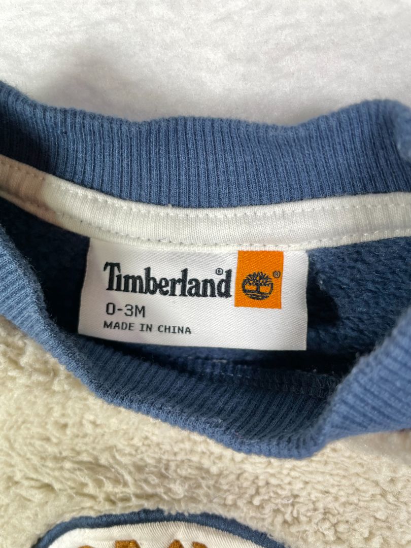 0-3 mo, Timberland, Blue, Sherpa front pullover sweatshirt, embroidered tree logo