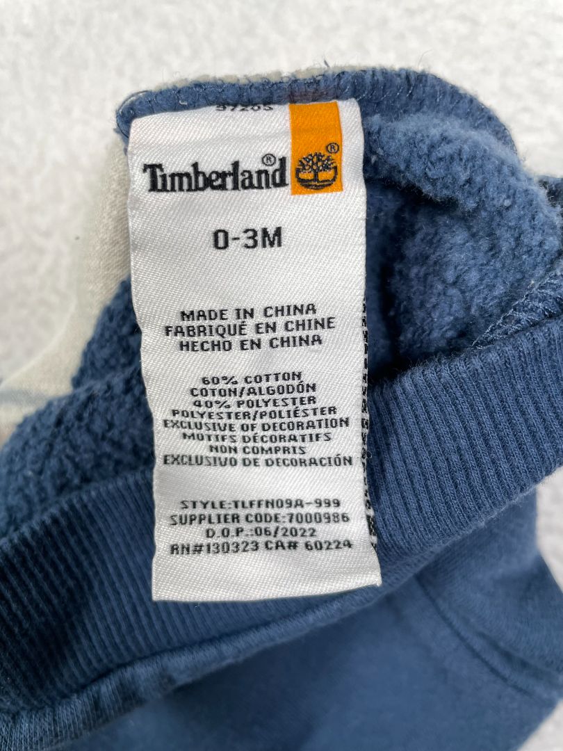 0-3 mo, Timberland, Blue, Sherpa front pullover sweatshirt, embroidered tree logo