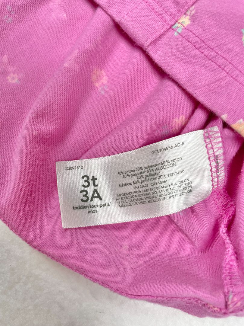 3/3T OshKosh B'Gosh, Pink, Short-sleeve butterfly/flower print shirt, decorative buttons