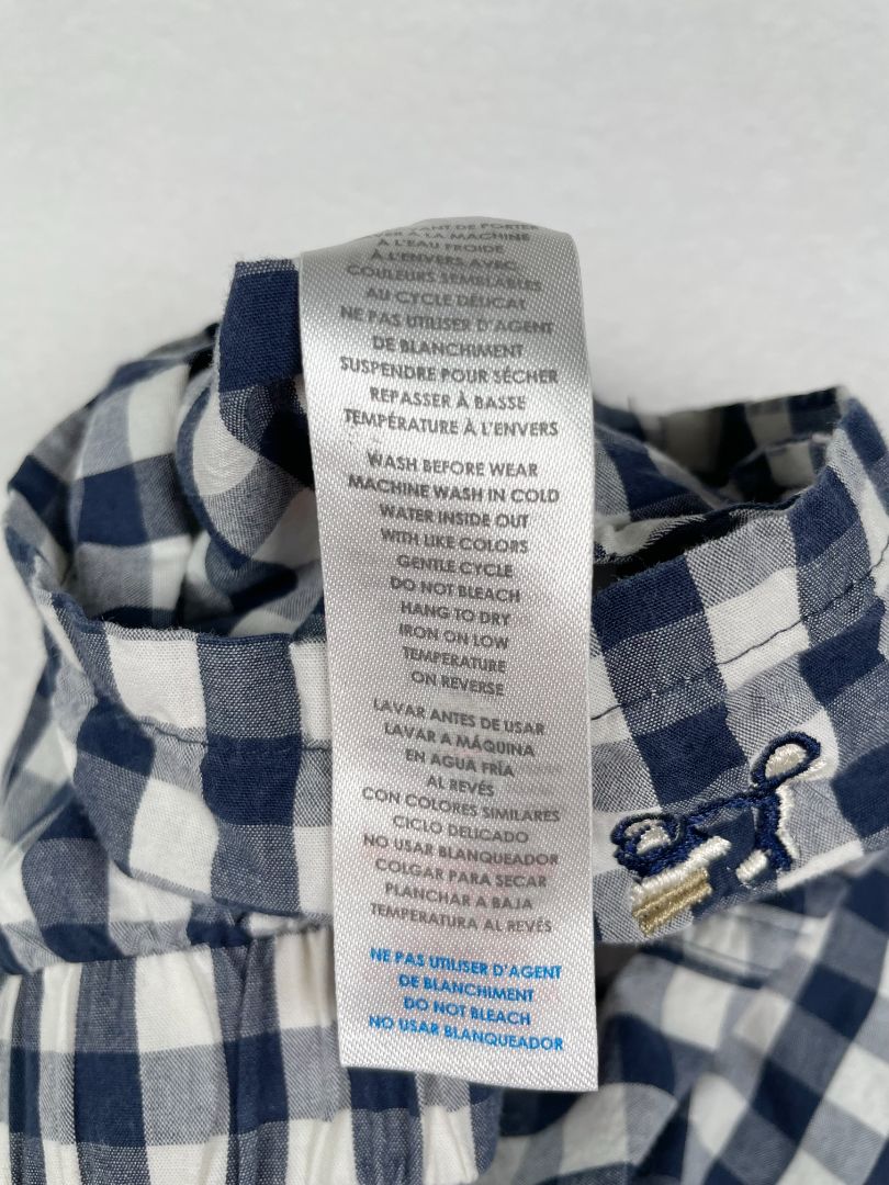 12 mo, Miles the Label, Blue, Elastic pull-on navy gingham shorts w/ scooter emblem (decorative drawstring)