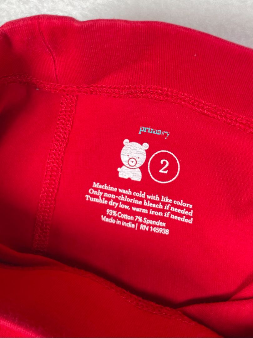2/2T, Primary, Red, Pull-on solid leggings