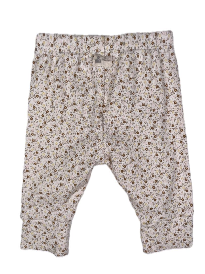 0-3 mo babyGap, Cream, Floral legging, yellow/brown/pink