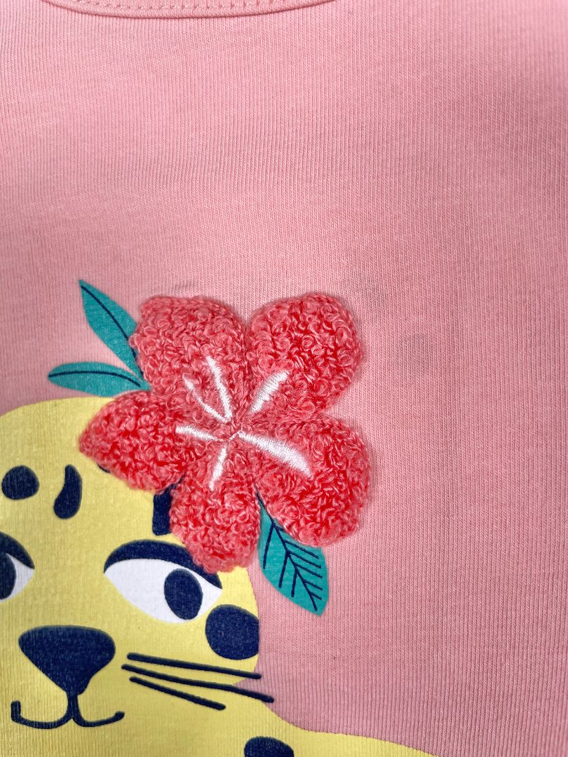 2-3, Polarn O. Pyret, Pink, Cute leopard tank top, appliqué flower