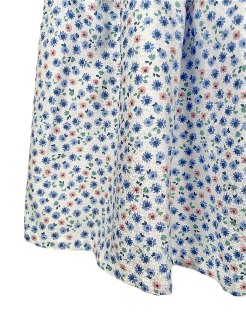 2/2T Carter's, Multi, Flutter-sleeve floral dress, textured cotton, blue/pink/white