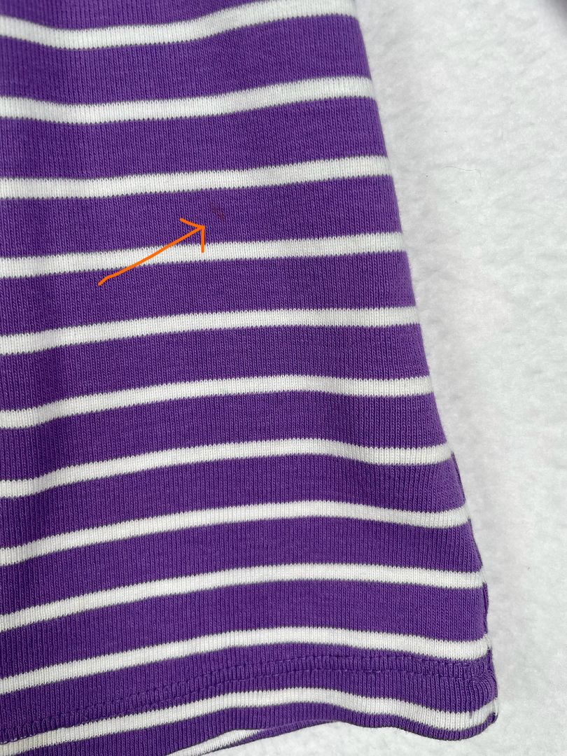 12-18 mo Hanna Andersson, Purple, Long-sleeve striped dress, front yoke seam