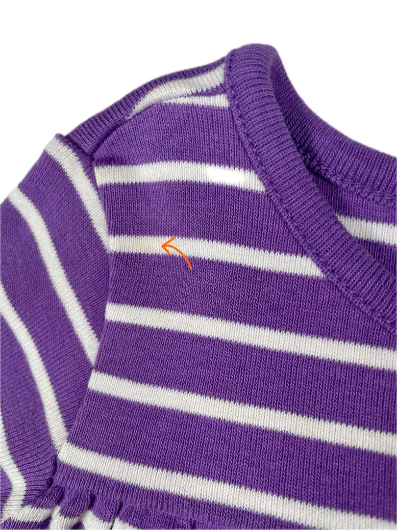 12-18 mo Hanna Andersson, Purple, Long-sleeve striped dress, front yoke seam