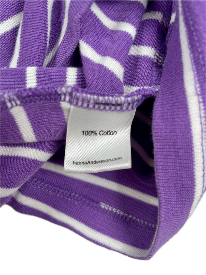 12-18 mo Hanna Andersson, Purple, Long-sleeve striped dress, front yoke seam