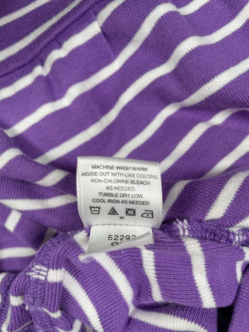 12-18 mo Hanna Andersson, Purple, Long-sleeve striped dress, front yoke seam