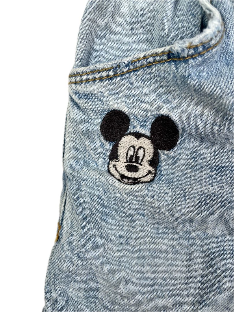 4-5, Zara, Blue, Mickey & Minnie Mouse paper bag denim shorts, elastic waist + zip/snap